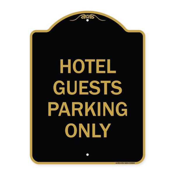 Signmission Designer Series Sign Hotel Guest Parking Only, Black & Gold Aluminum Sign, 18" x 24", BG-1824-23904 A-DES-BG-1824-23904 - main
